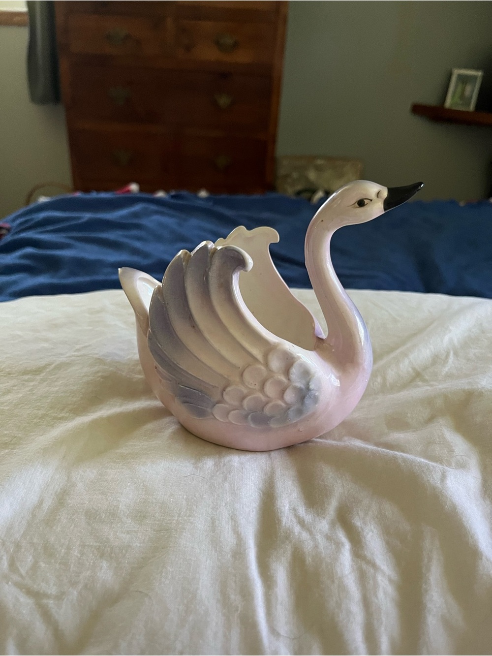 Pink Ceramic Swan Decorative Planter